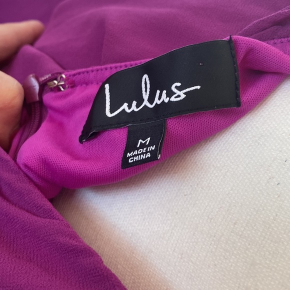 LULUS MEDIUM SPAGHETTI STRAP PURPLE CHIFFON ADJUSTABLE MIDI DRESS - Picture 8 of 8